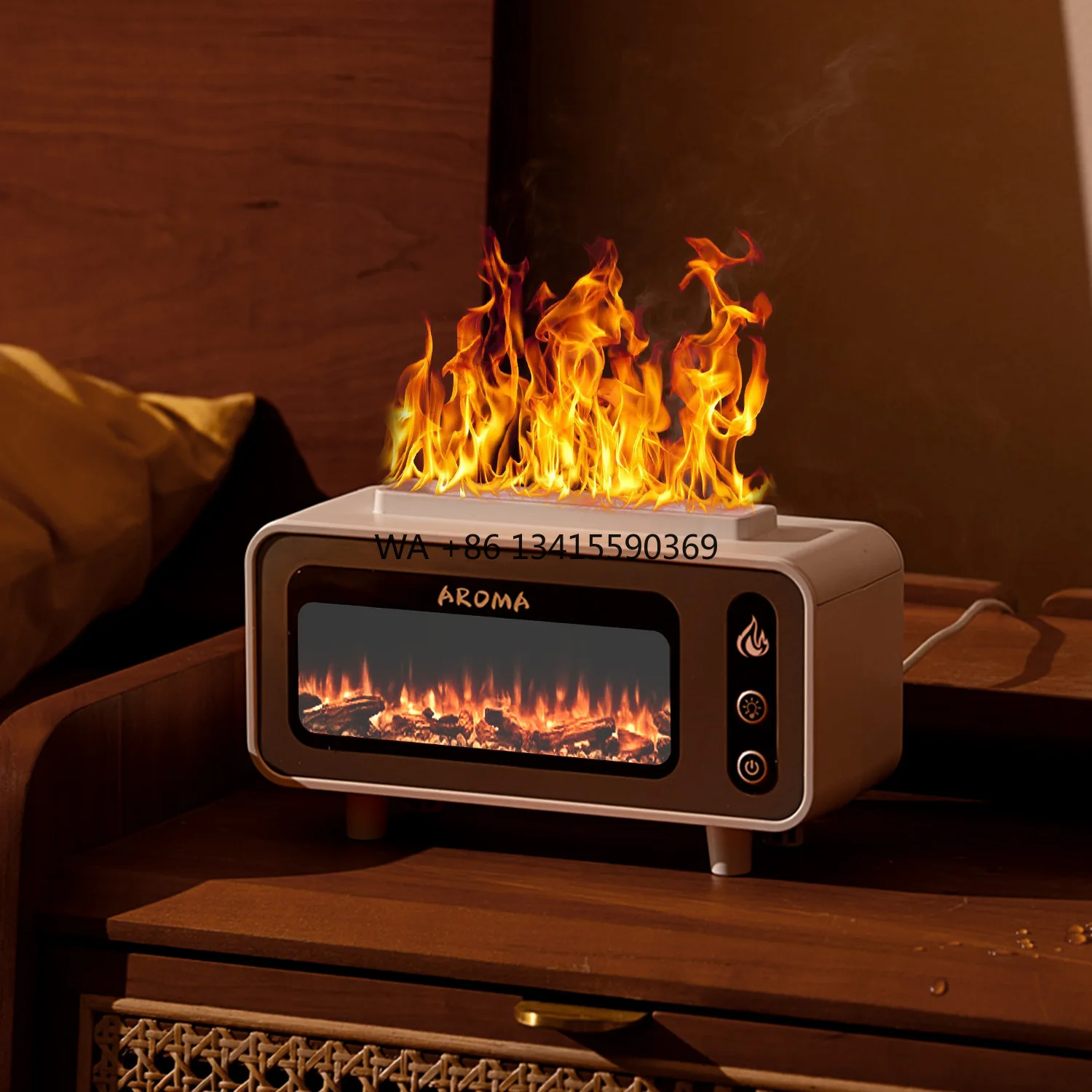 

NEW Portable LED Wood Grain Colour Led Ultrasonic Aroma Essential Oil Volcano Flame Diffuser Humidifier with Auto Shut off