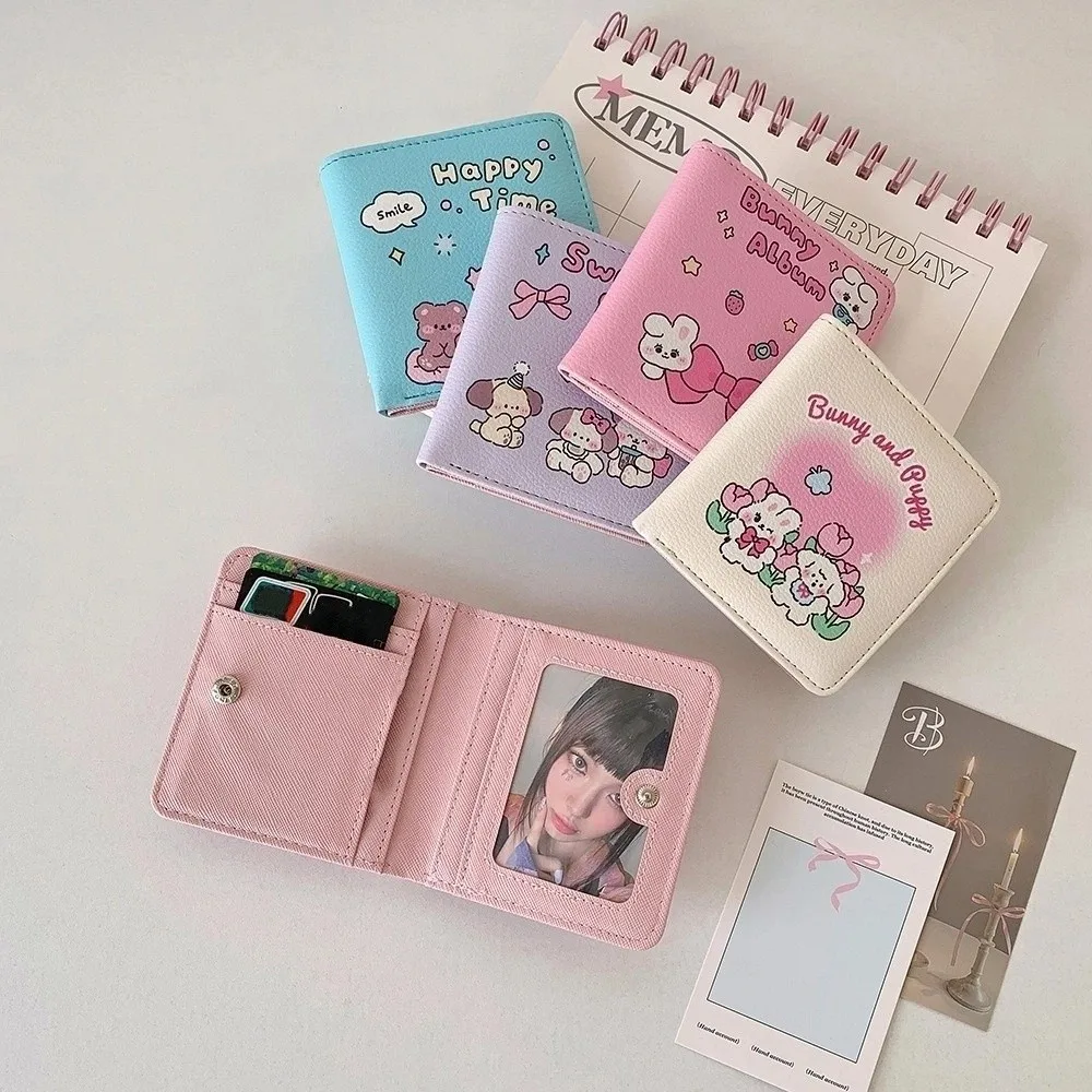 

Picture Korean Photocard Holder English Letter Bunny Bear Dog PU Cartoon Card Bag Idol Photo Card Wallet