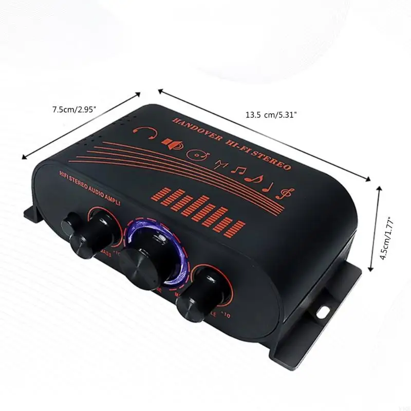 Y4QF 20WX2 Power Amplifier Home Stereo Hifi Stereo Digital 2 Saluran Terpadu Mini Speaker Pasif Amp 12V Car Home