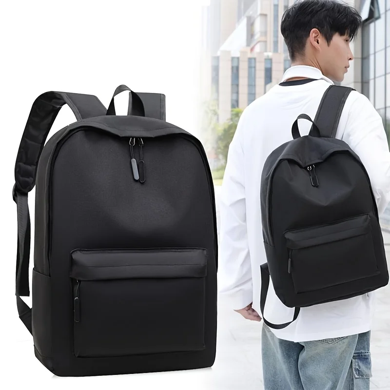 Black Casual Men's Backpack, Large Capacity, Suitable for Business and Commuting, Laptop Bag, Casual and Simple Style, Perfect F