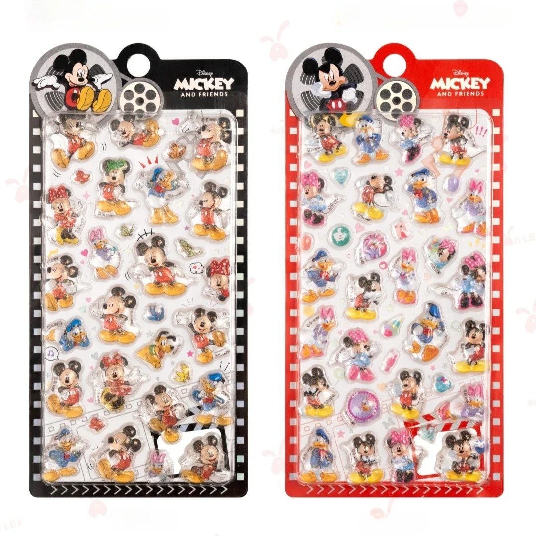 Nowe naklejki 3D Disney Lilo & Stitch, urocze naklejki z Myszką Miki i Minnie, zabawka, naklejki do samodzielnego wykonania etui na telefon, naklejki kryształowe, naklejki dekoracyjne na kartki świąteczne, prezent