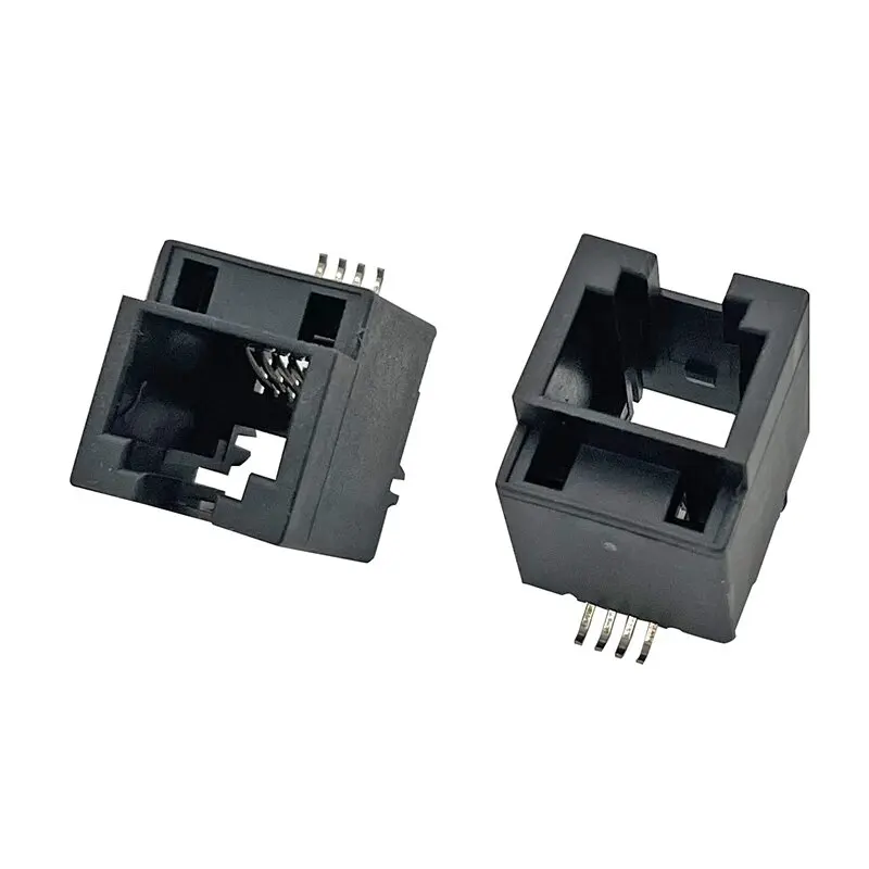 

10PCS 5227 Socket RJ14 Patch 6P4C Flat Pin SMT with plastic foot RJ11 interface