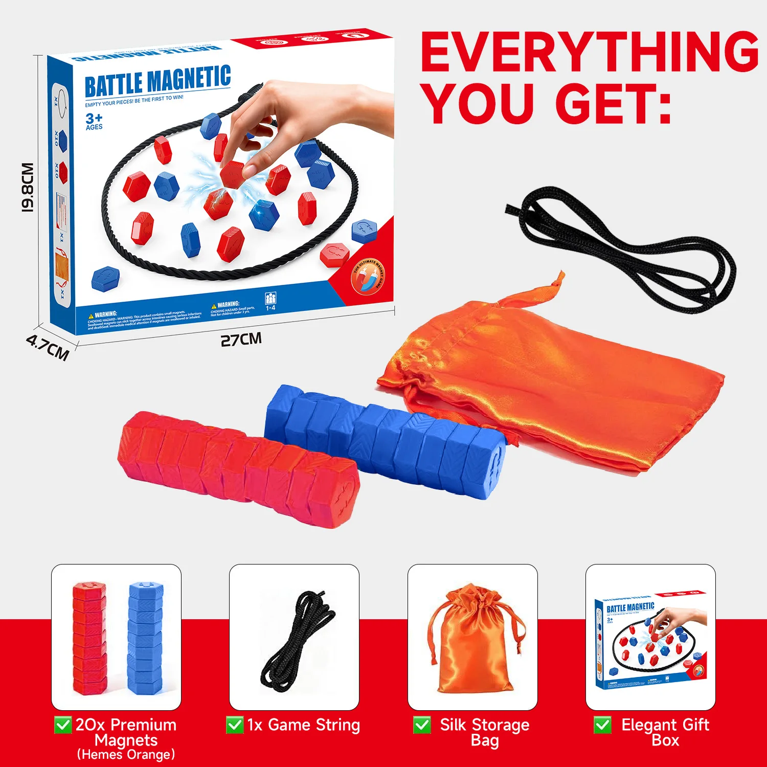 Kids Magnetic Effect Stone Chess Educational Toy Interactive Board Game Magnet Chess Toy Strategic Battle Game Family Party Game
