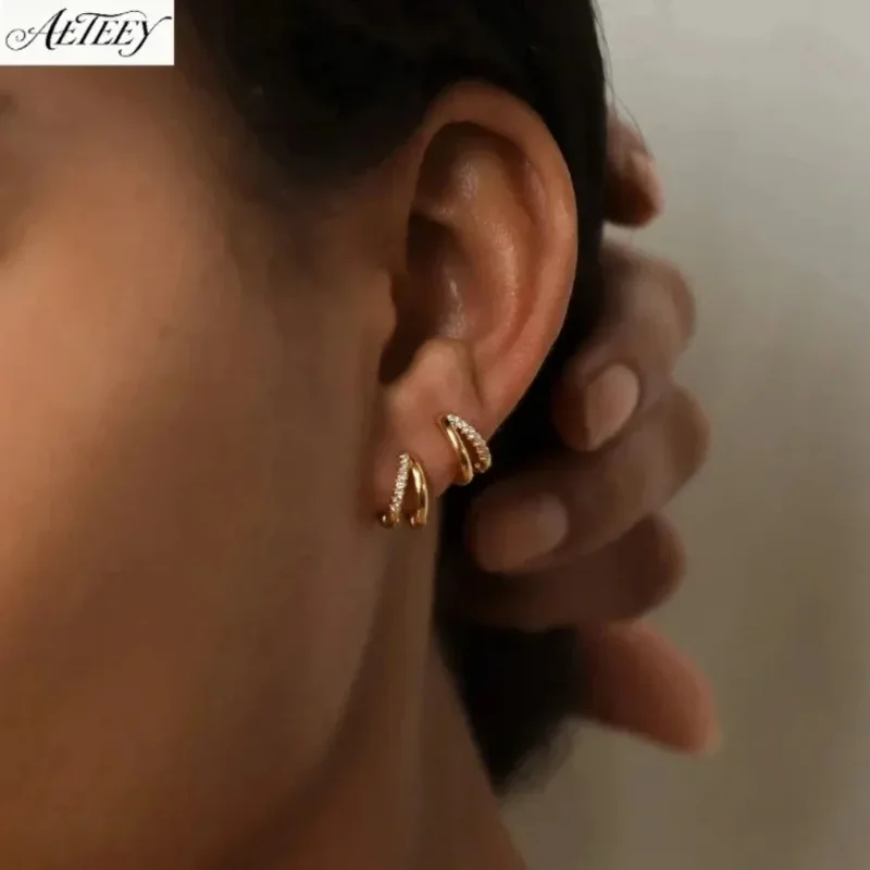 Double Hoop Diamond Ear Buckles Light Luxury High Texture Trendy Personalized Women Ear Jewelry