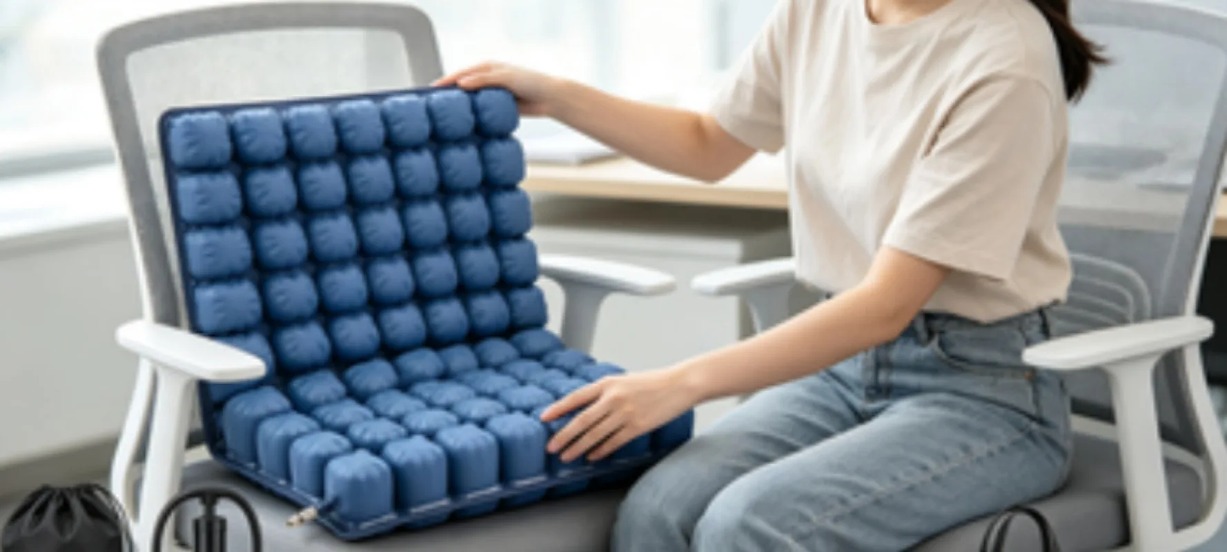 Portable Air Cell Sitting Mat, Pressure‑relief Inflatable Cushion For Mobile Chair