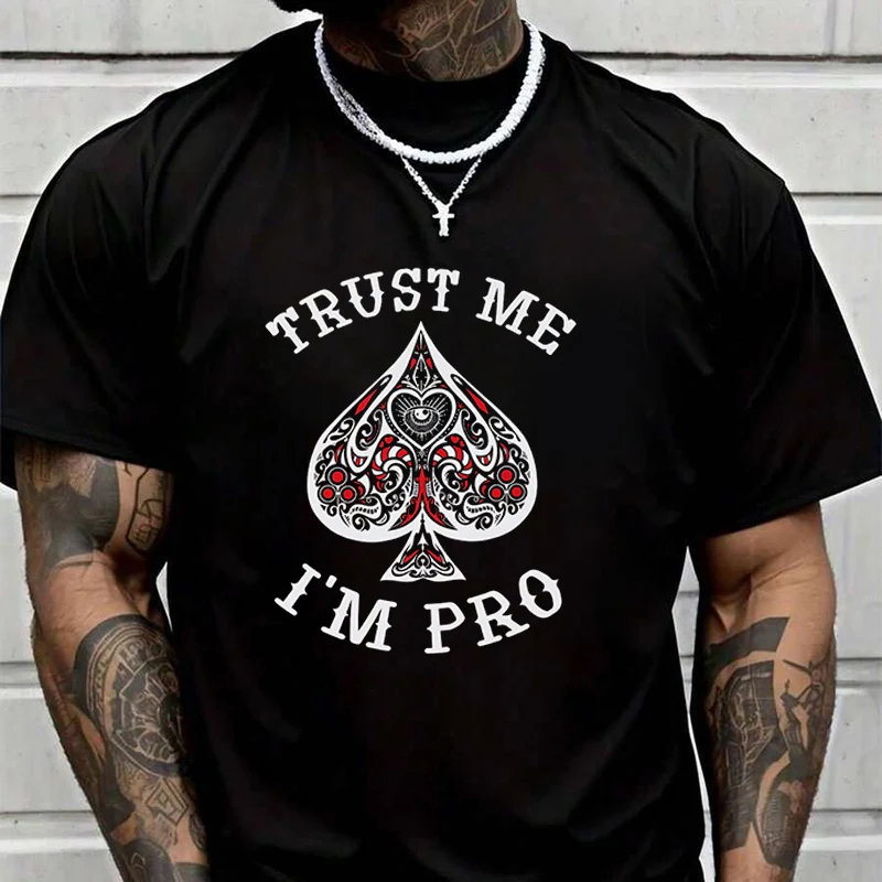 

IM PRO POKER Print Creative Print T Shirt Summer Short-sleeved Casual Tee Men Women Streetwear Loose T-shirt