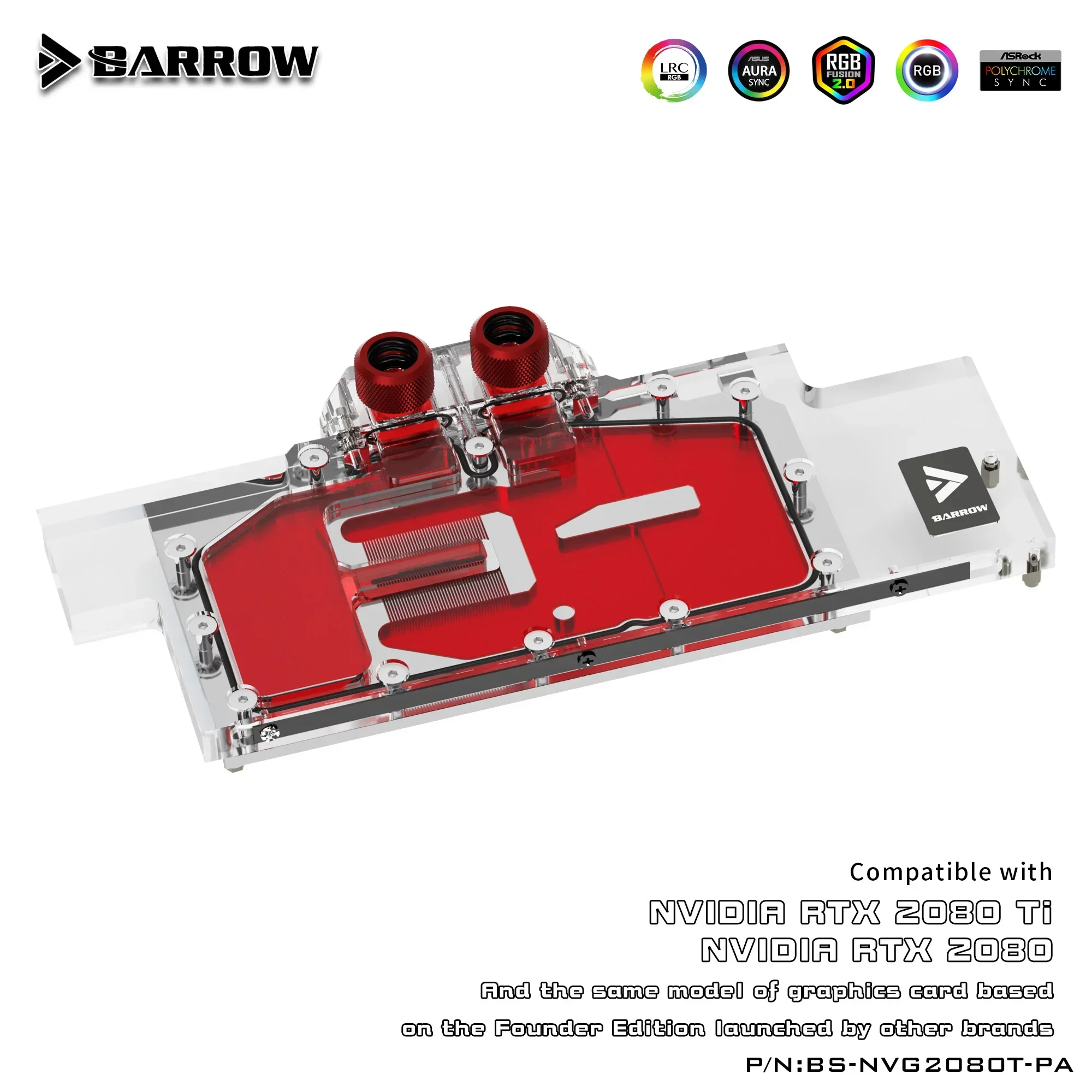 Barrow 2080ti 2080 GPU Water Cooling Block, Full Cover Cooler, For Founder Edition Nvidia RTX2080Ti/2080, BS-NVG2080T-PA