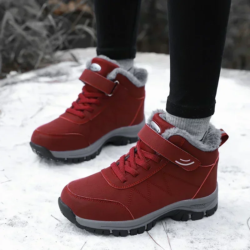 Winter Warm Snow Boots Men's Walking Shoes Non-slip Rubber Sole Fleece Lined Cross-Border Elderly Footwear Motorcycle Boots