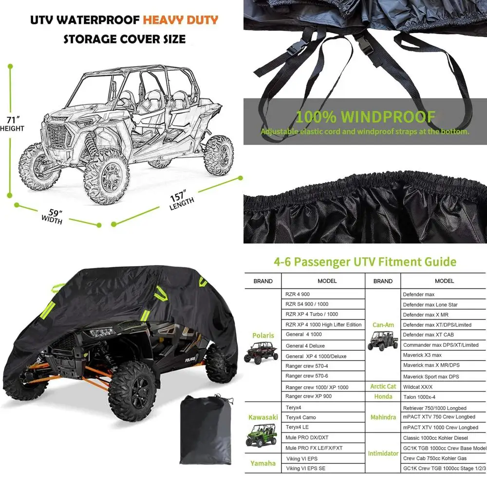 

Чехлы для UTV на 4-6 мест RZR, водонепроницаемые, для улицы, сверхмощная неувядаемая ткань Оксфорд, ветрозащитная, всепогодная сторона, боковые чехлы Accesso