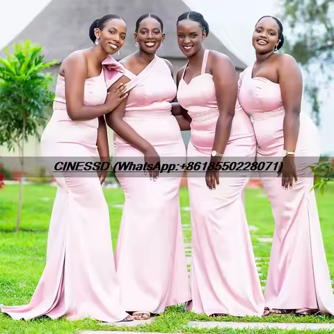 Customized Long Mermaid Pink Bridesmaid Dress Woman Evening Formal Party Birthday Celebrity robe demoiselle d honneur femme