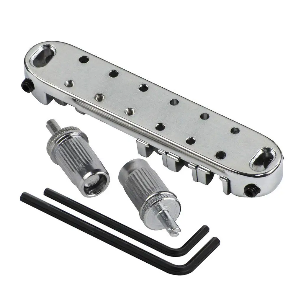 ขาย! ชุบโลหะ Chrome Roller Saddle Tune-O-Matic Bridge สําหรับกีตาร์ไฟฟ้าสไตล์ Les Paul เปลี่ยน