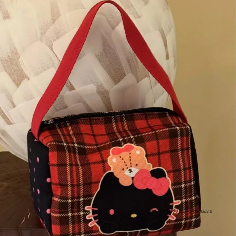 Cute Hello Kitty Niche Versatile Makeup Bag New High-end Large Capacity Portable Storage Bag Korean Style Handheld Cosmetic Bag