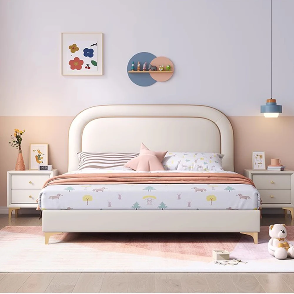 #Children's Bed for Boys Modern Rounded Simple Boys Teen 1.5m Boys Single Bed Solid Wood High Storage Box Bed