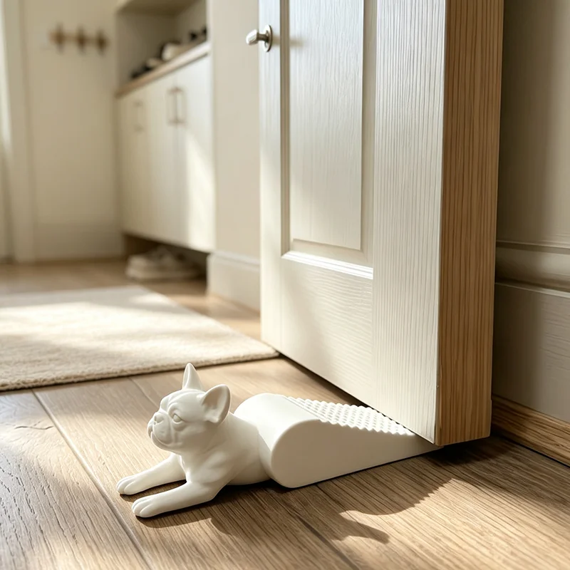 Cute French Bulldog Door Stop Decorative 3D Printed Door Wedge Stopper Creative Puppy Figurine Ornament for Bedroom Office
