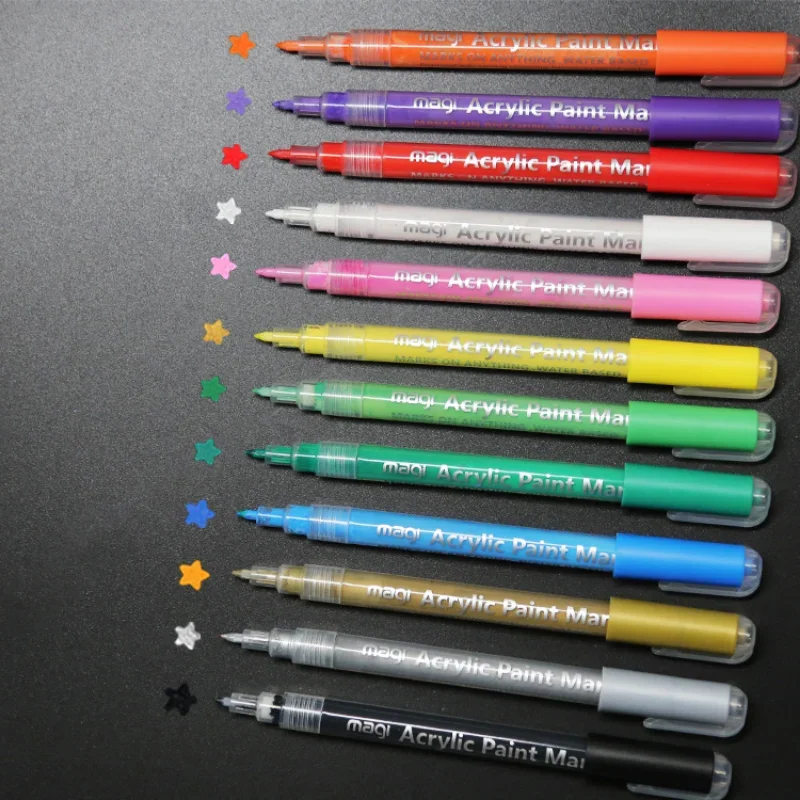 24pcs Cartoon Colored Water-based Marker Pen White Transparent Pen Holder Ceramic Painting Pen Art Graffiti Marker Pen