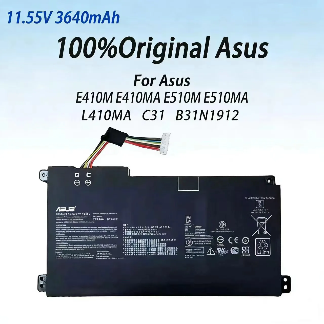 

100% original Asus E410M E410MA E510M E510MA L410MA C31 B31N1912 battery