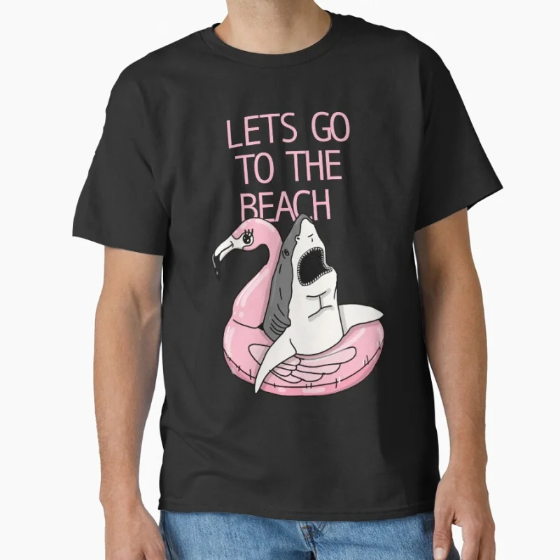 

LET'S GO TO THE BEACH FUNNY ANIMAL Shark Ahhh Time to Relax Summer humor gift T shirt for men Large size Tops S-6XL