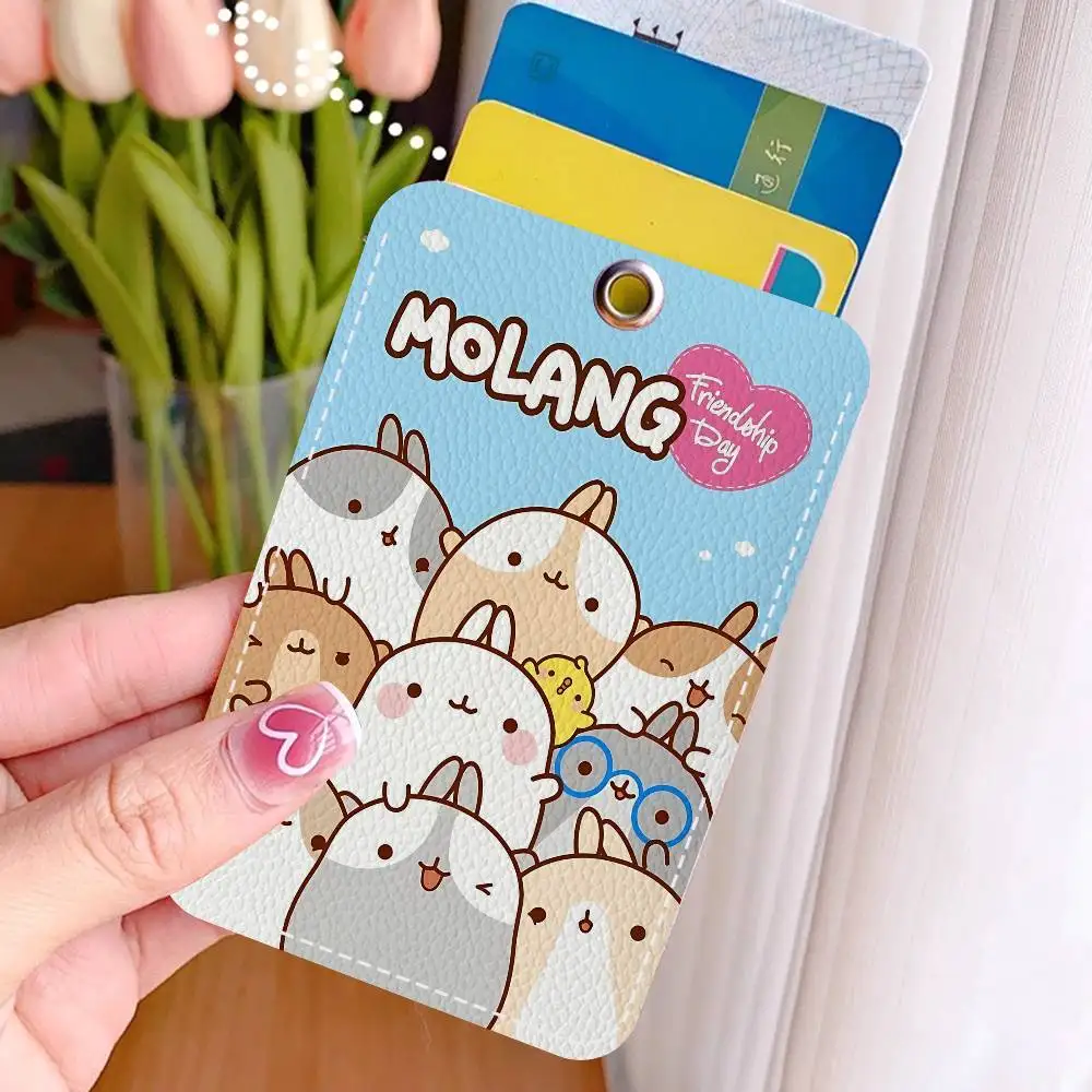 Cute white M-MolangS rabbit Personalised Print Card Holder Suitable for Holder Girls Door Card Case Women Badge Holder Keychain