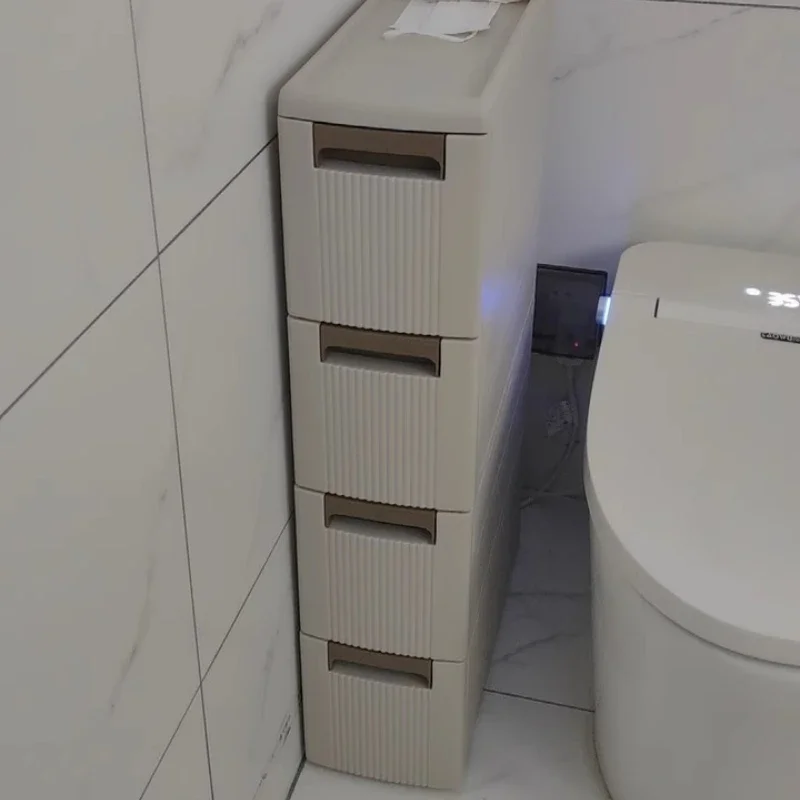 18cm Narrow Bathroom Rack No-Tools Assembly Slim Organizer Waterproof Toilet Side Shelf Space Saving Multi-layer Storage Drawers