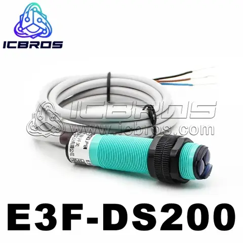 적외선 세차 광전 스위치 센서, 확산 반사 E3F-DS200C1, 3 선 NPN, 2 미터 고정 조절 가능, 24V