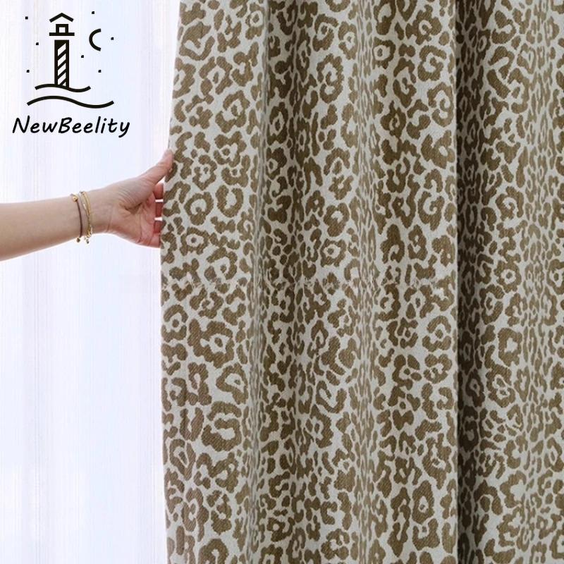 Cool Girl Vintage Leopard Print Wild Chenille Curtains for Living Room Bedroom Dining Custom Size Tulle Retro Print Decoration