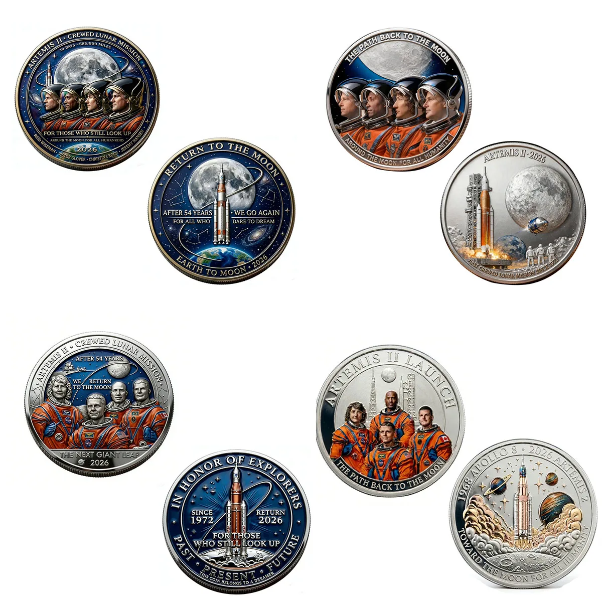 1PCS American Astronaut Commemorative Coin Souvenir Landed on The Moon To Collection Coins