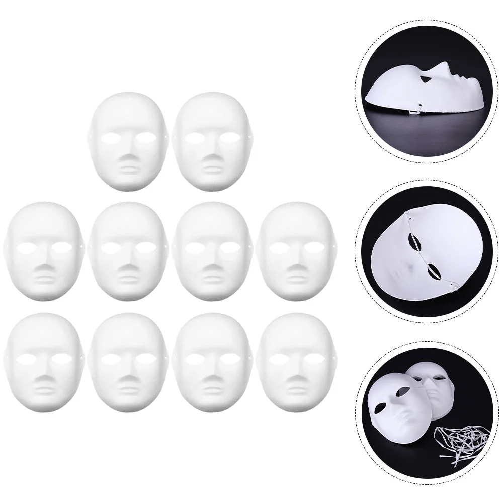 10pcs Paper Masks DIY Paintable Mask White Plain Mask Costume Mask Masquerade Party Props blank mask masquerade mask white