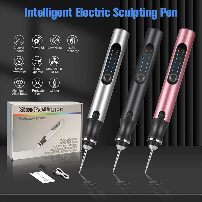 Micro Polish Pen Electric Mini Grinder Engraving Pen Wireless Grinder Cordless Micro Rotary Tools Drill for Jewelry Metal