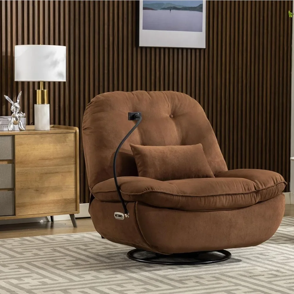 

Smart Oversized Electric Recliner Chair, 360° Round Swivel Rocking Glider Rocker for Adults Modern Comfy Ergonomic Chaise Lounge