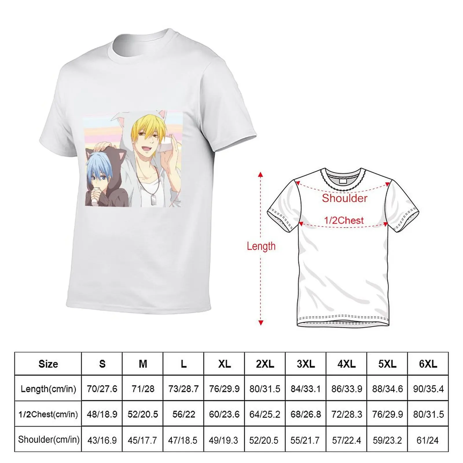 Kuroko's basket Artwork - Tetsuya Kuroko and Ryota Kise dressed as cats T-Shirt Plus Size Simple Casual Top
