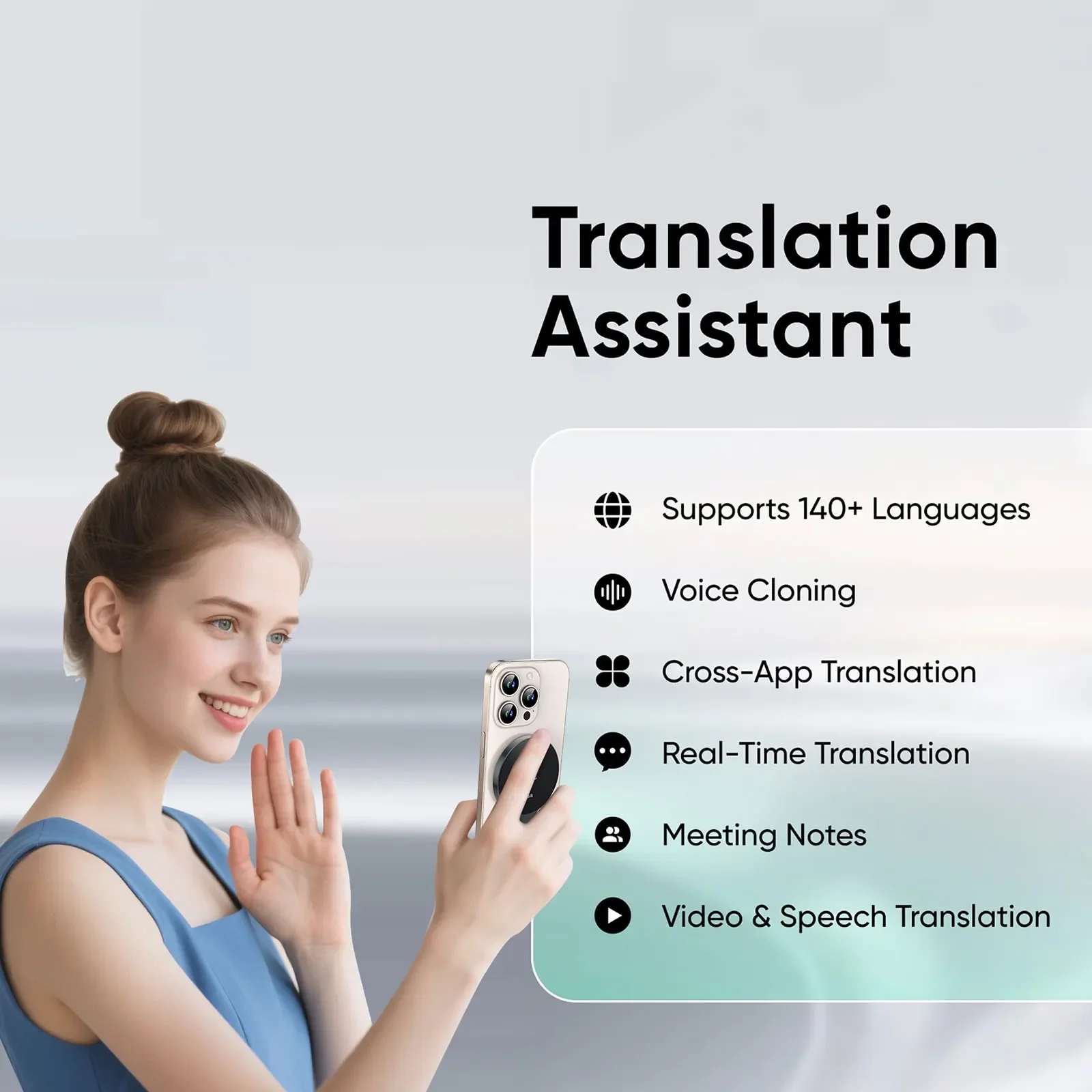 Celer Talk Lt-60Pro Ai Voice Translator Ultra-Thin 140+ Languages Translation Audio&video Calls for Meeting Notes Recording