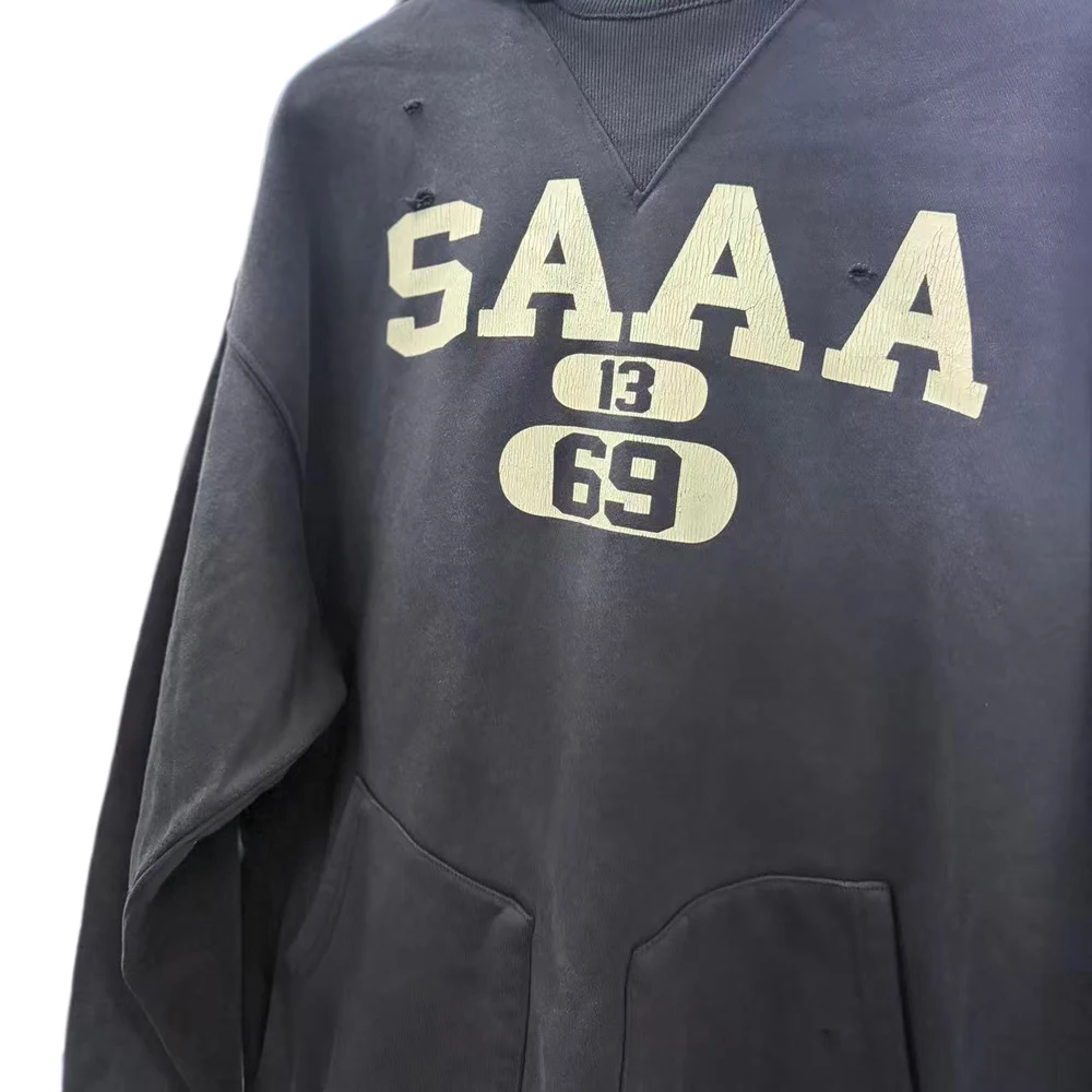 2000s Streetwear Retro Letter Printed Oversized Hoodies Hiphop Street Style Heavy Weight Cotton Distressed Ripped Casual Hoodies