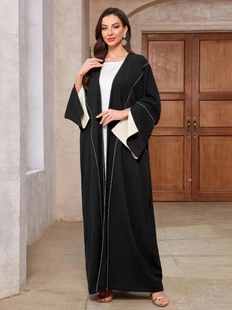 عباية نسائية كارديجان بأكمام مقسمة فساتين أنيقة مفتوحة رداء المغرب قفطان دبي رمضان عيد جلابية إسلامية عبايات #4