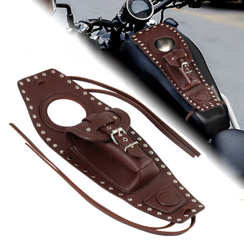 

Motorcycle Leather Fuel Gas Tank Bag Pad Cover Fits For Harley Sportster Iron XL 883 1200 Forty Eight Seventy Two