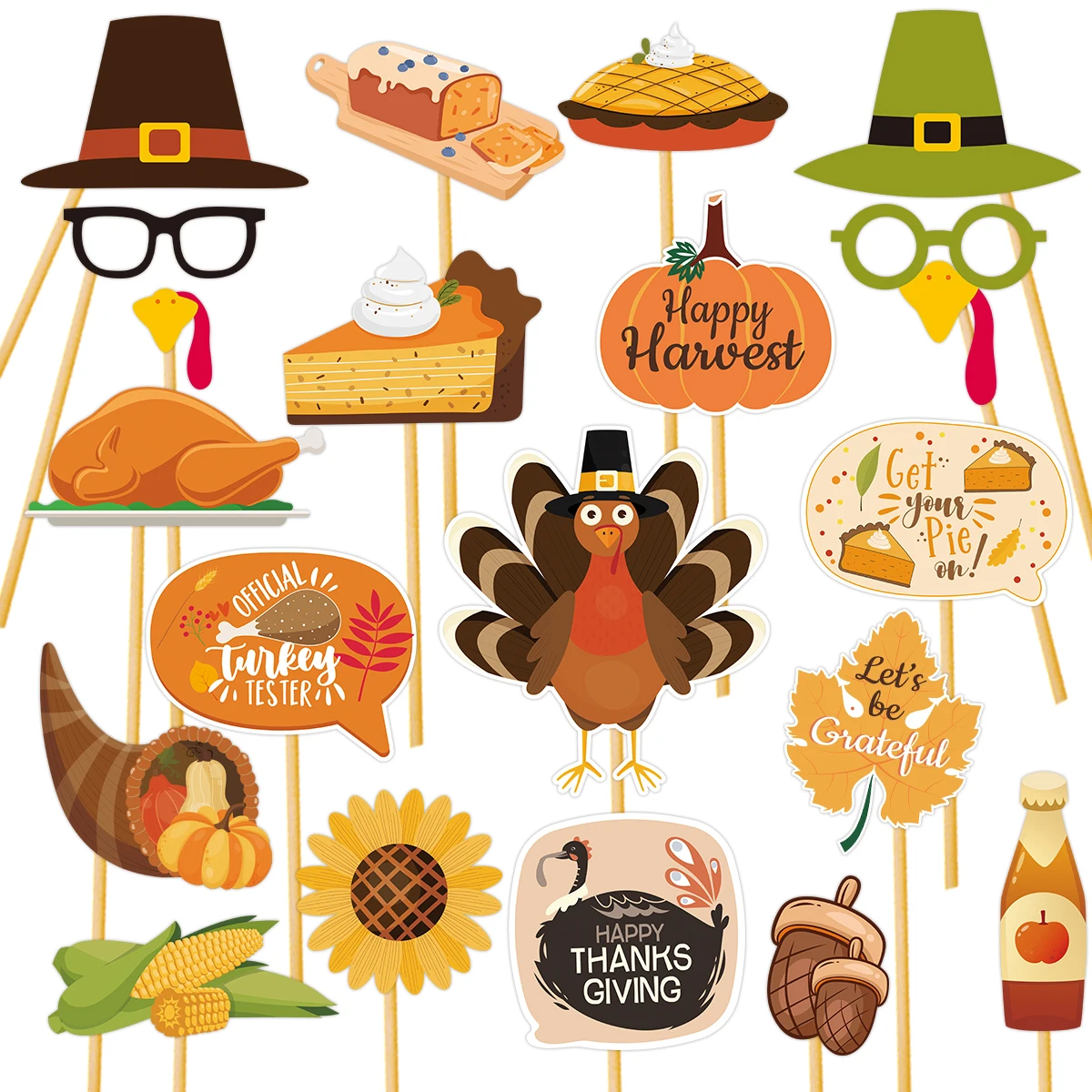 20 stücke Thanksgiving Photo Booth Prop Türkei Kürbis Requisiten Herbst Themen Geburtstag Party Dekoration Thanksgiving Day Party Supplies