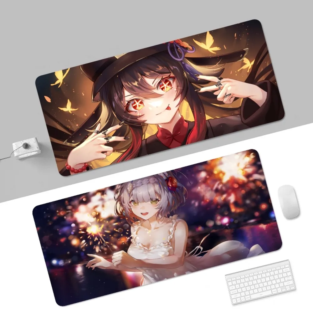 Genshin Impact 80x30cm XL Lockedge Thickened Mouse Pad Oversized Gaming Keyboard Notebook Table Mat For Teen Girls Bedroom