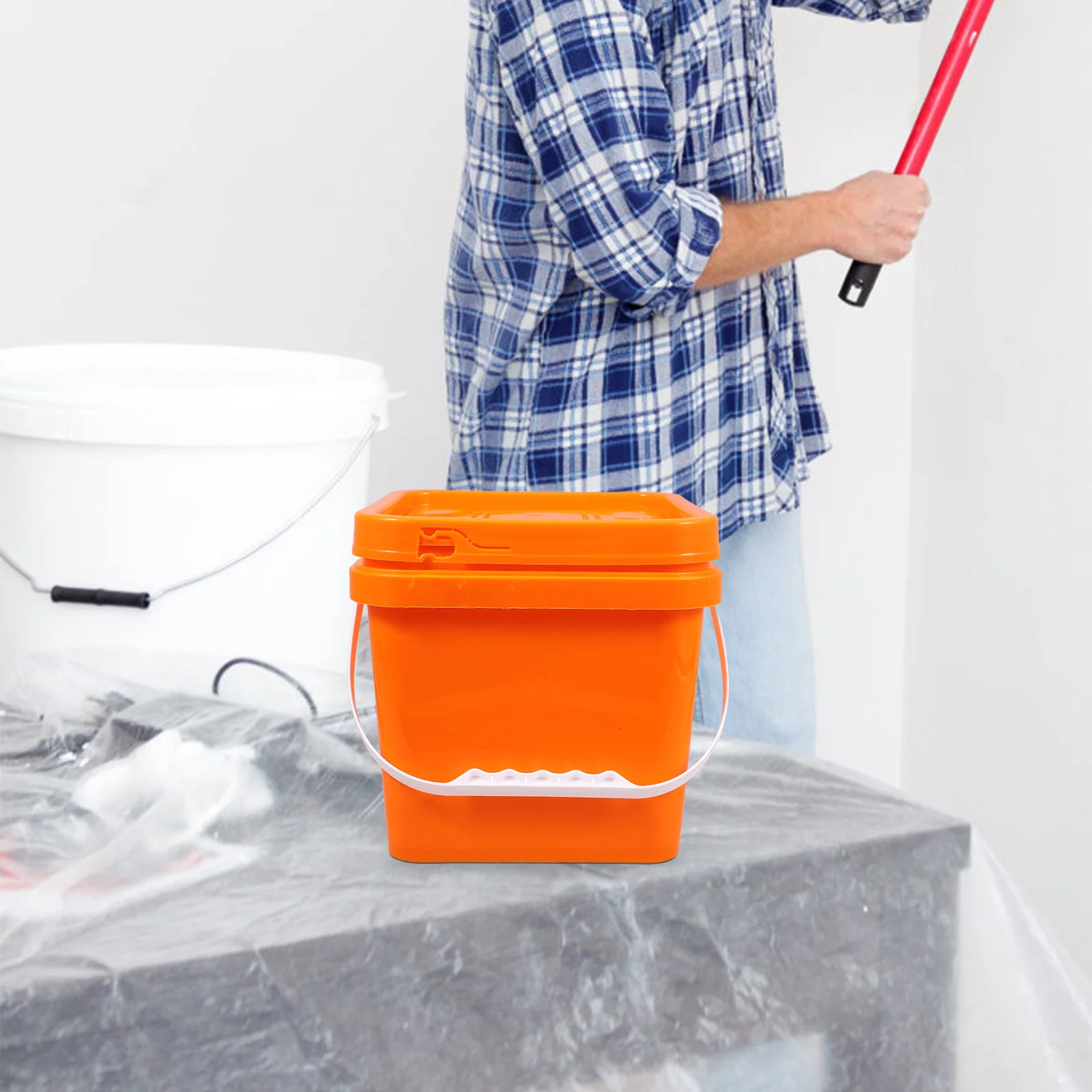 Plastic Paint Bucket With Handle Lid Portable Storage Container For Painting Outdoor Art Projects Small Bucket With Lid