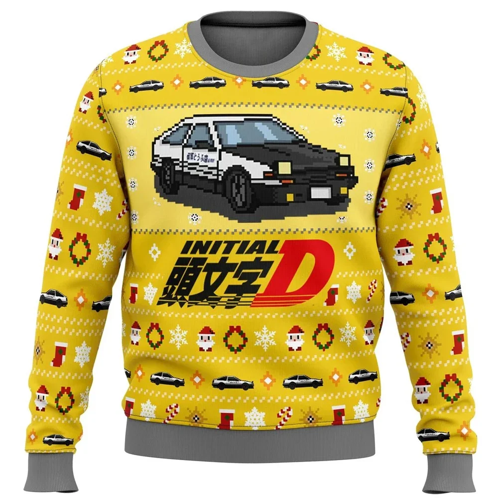 Men 3D Sweatshirt And Top Autumn/Winter Clothing Initial D Classic Toyota Car Ugly Christmas Sweater Gift Santa Claus Pullover