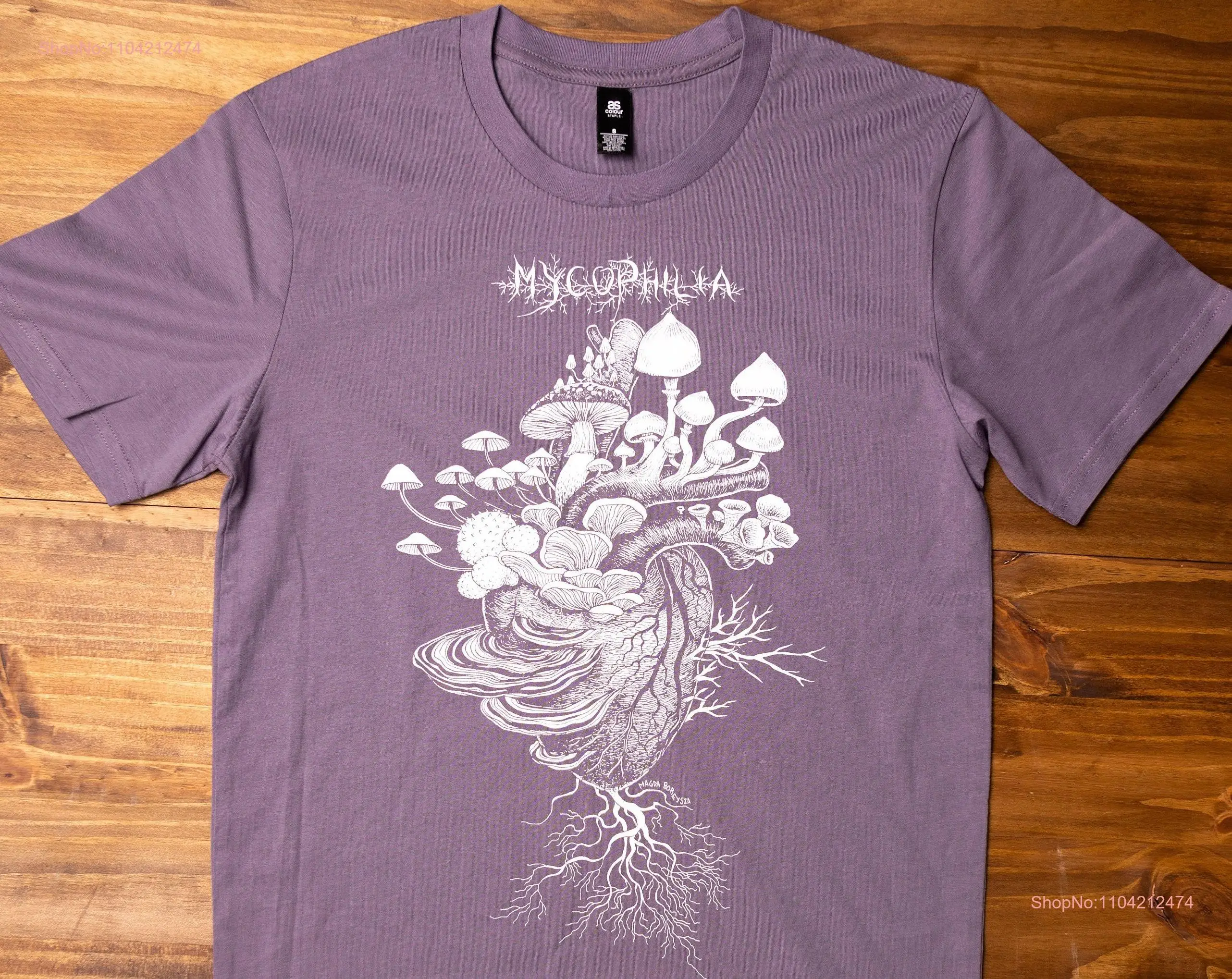 

Mycology T Shirt screen printed mushroom long or short sleeves