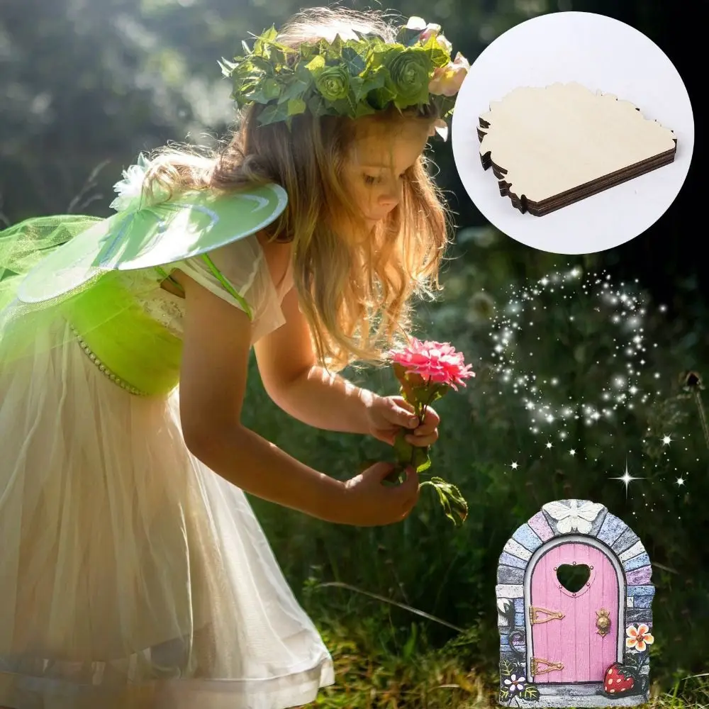Art Wooden Fairy Door Hand Painted Mini Size Fairy Garden Door Miniature Rustic Finish Garden Miniature Door Fairy Home