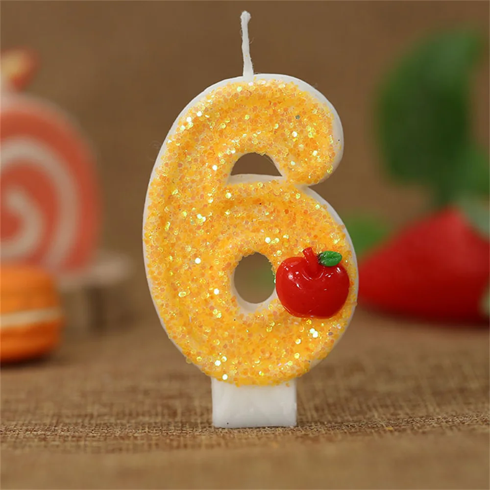 3D Apple Designed Digital Candle Cake Topper Number 0-9 Birthday Candle Decorations Happy Birthday Candles Anniversaries ﻿