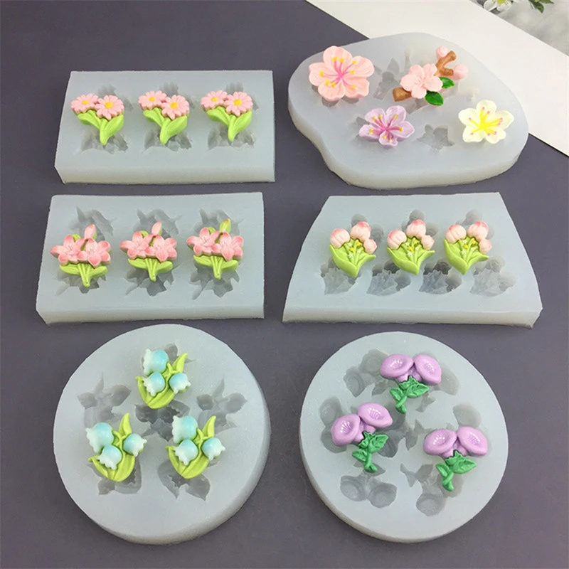 Flower Silicone Molds DIY Cake Fondant Sugar Baking Mold Handmade Candle Soap Gypsum Resin Handcraft Making Tools