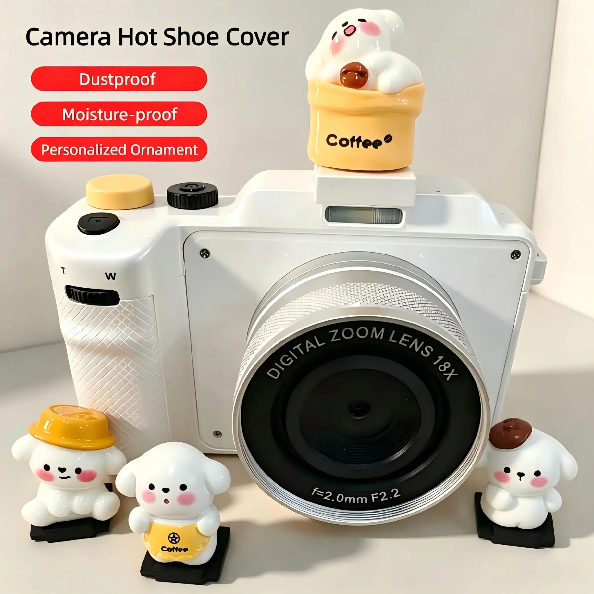 Cartoon Coffee Puppy Hot Shoe Cover, Kawaii Dog Hot Shoe Cap,3D Decorative Dustproof Universal For Canon Sony Nikon Fuji Olympus