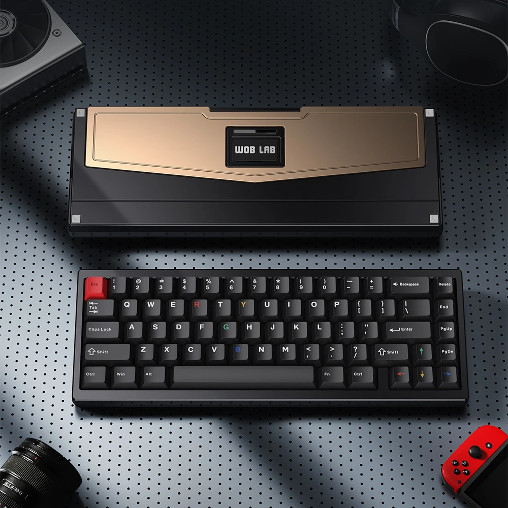Wob Zen65 Ultra Qmk عبر لوحة مفاتيح كاكاو سوداء مخصصة ميكانيكية كاملة من الألومنيوم