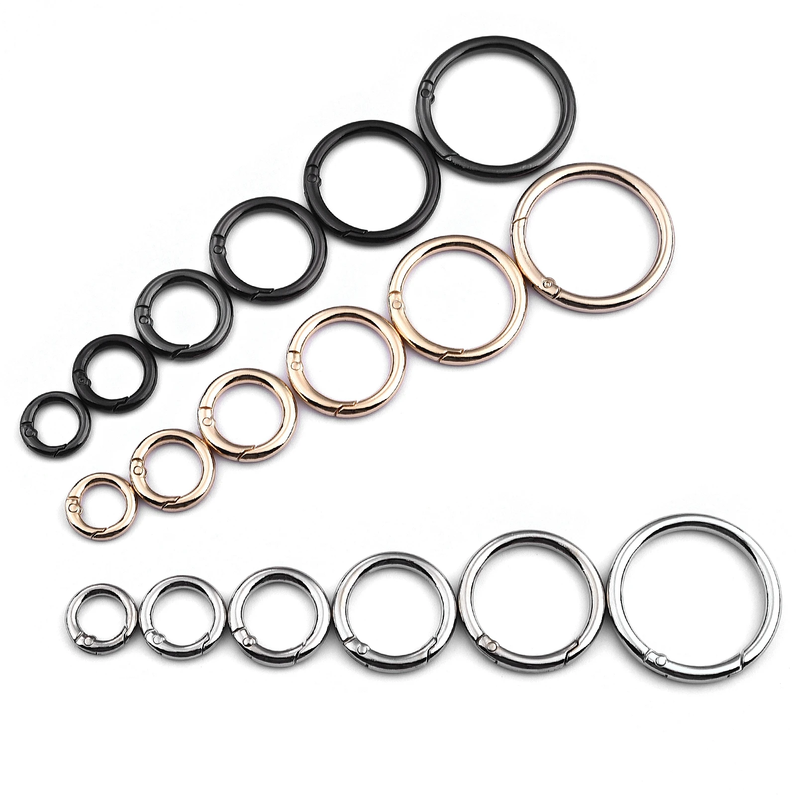 

5pcs/lot Metal O Ring Spring Clasps Gold Color Openable Round Carabiner Hook Buckle For DIY Bags Chain Keyring Jewelry Making