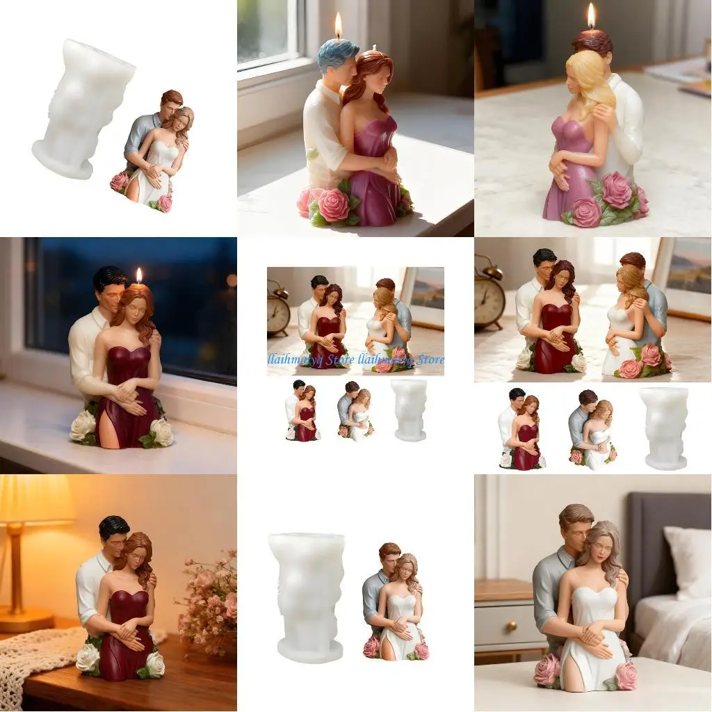 

573B Heat Resistant Rose Couple Mold Nonstick Mould for Artistic Home and Event Decoration Flexible Silicone Form