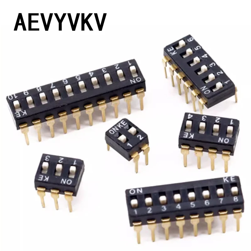 10pcs/lot Slide Type SMT SMD Dip Switch, 2.54mm Pitch 2 Row 4 Pin 2 Position / 8 pin 4 Position / 16 pin 8 Position