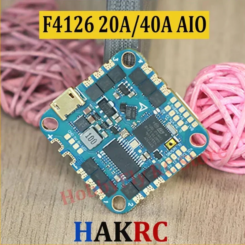 HAKRC F4126 F411 AIO Flight Controller ICM42688 BLHELI_S 20A/40A ESC Built-in OSD Barometer Current Sensor 2-6S for RC FPV Drone