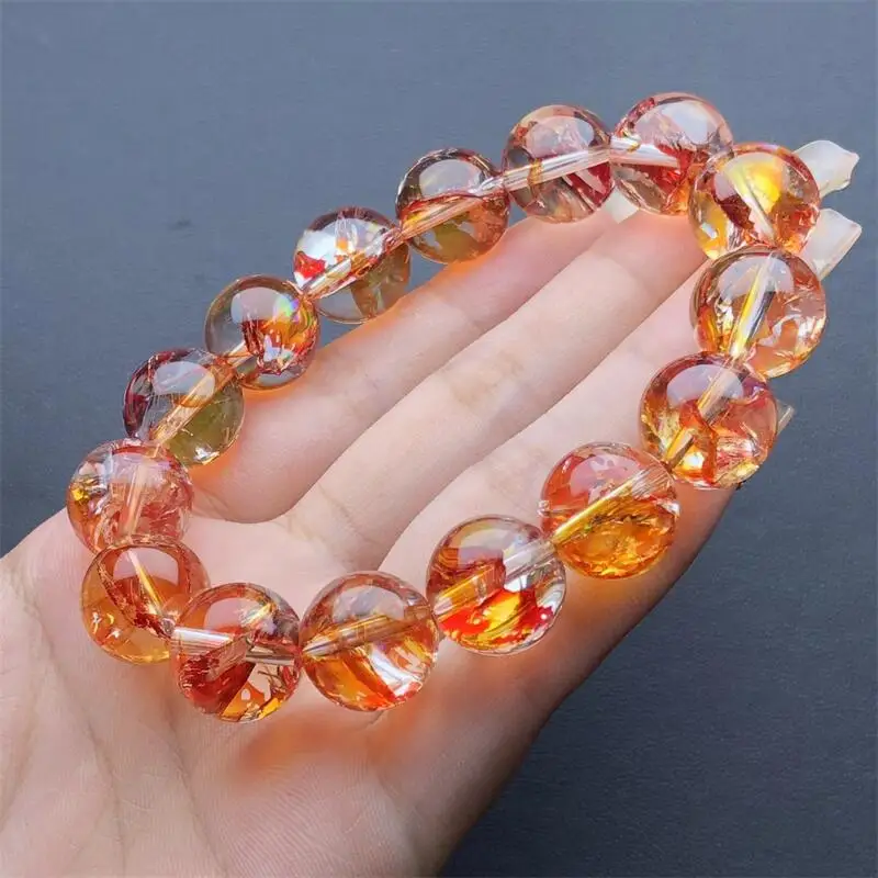 

14MM Natural Red Phoenix Feather Quartz Bracelet Round Beads Strand Women Men Healing Energy Jewelry Lovers Gift 1pcs