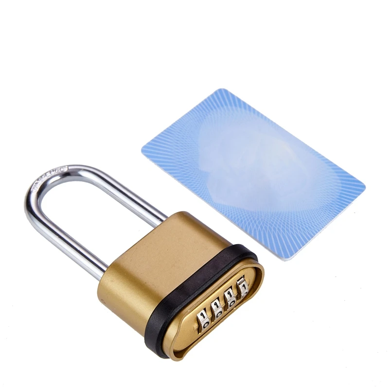 1 Piece Padlock, Extended Lock Hook Bottom Four Zinc Alloy All-Metal Long Hook Combination Lock